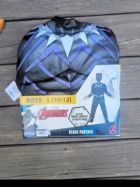 Marvel Black Panther Boys L (10/12) Superhero Costume Black NWT